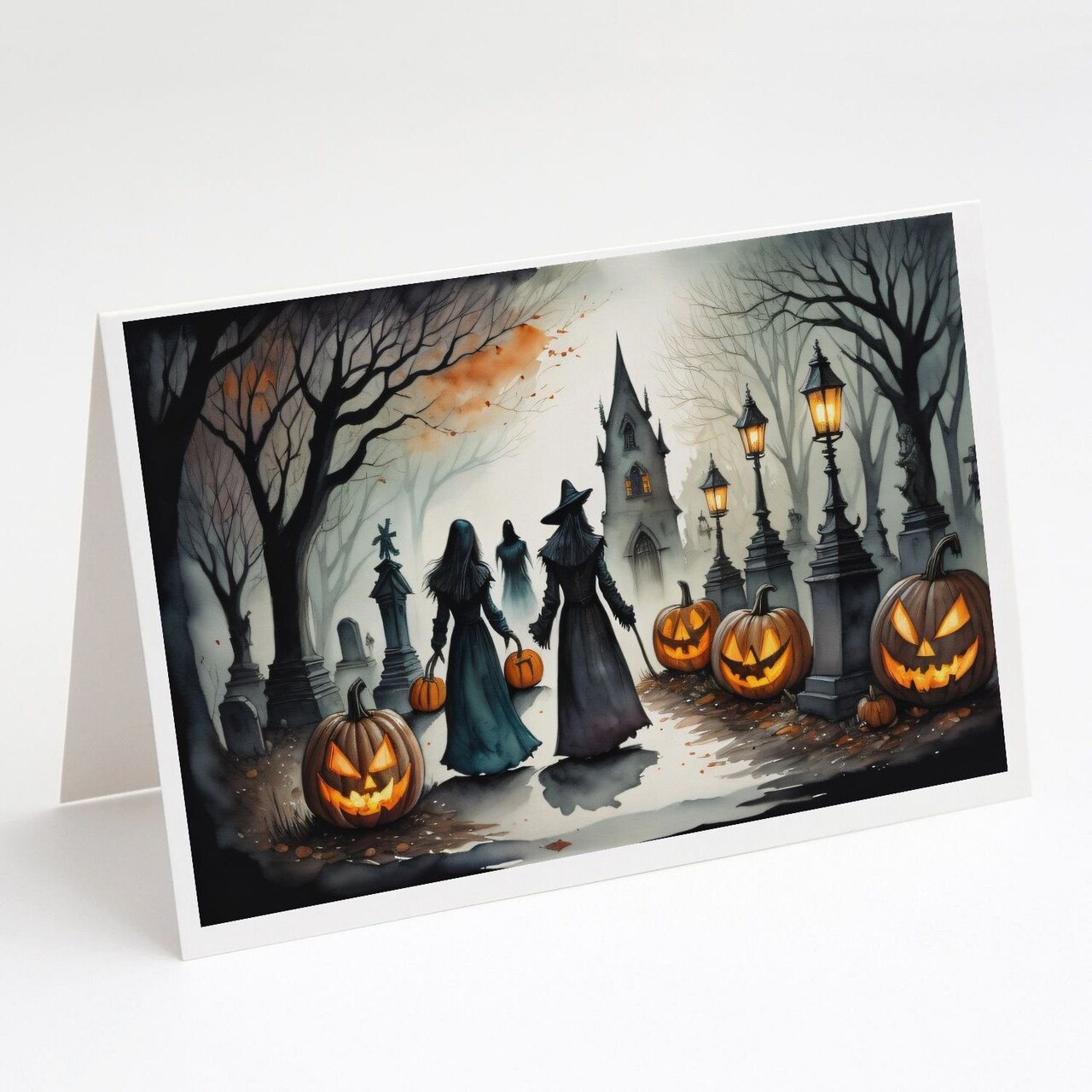 Edge Collections - 5" x 7" - Multicolor - Vampires Spooky Halloween Greeting Cards - 8 Pieces